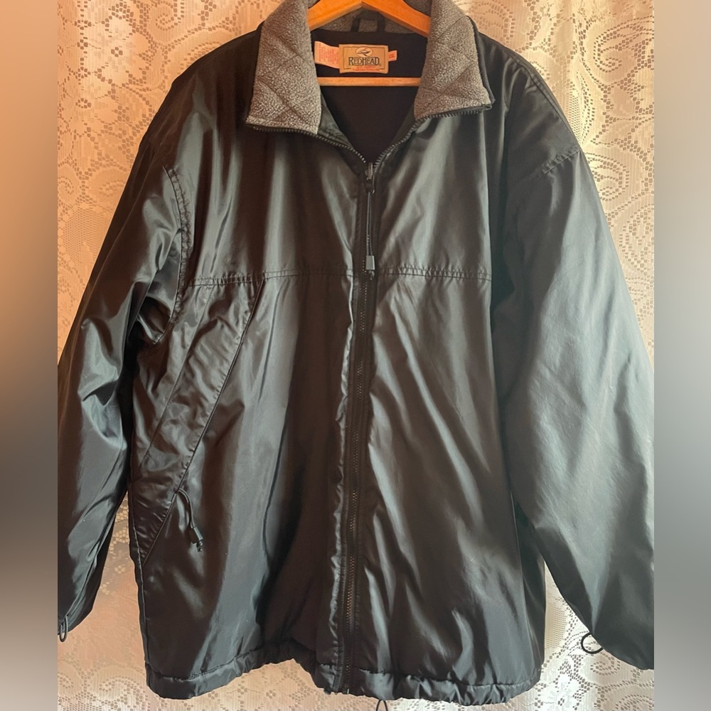 RED HEAD Vintage Men’s Jacket Black Gray Fleece-Lined Men’s XXL